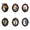 Oval Carved Portrait Magnets Halloween Dark Style Refrigerator Magnet, Retro Gothic Photo Frame Decorative Magnetic Sticker for Metal Cabinets Kitchen