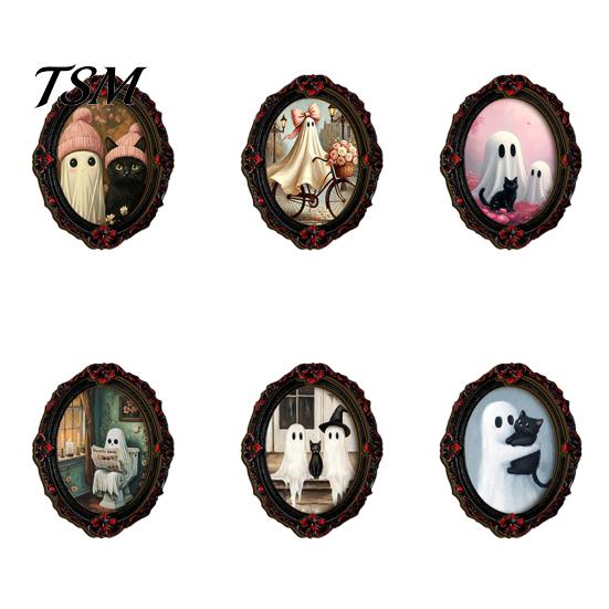 Oval Carved Portrait Magnets Halloween Dark Style Refrigerator Magnet, Retro Gothic Photo Frame Decorative Magnetic Sticker for Metal Cabinets Kitchen