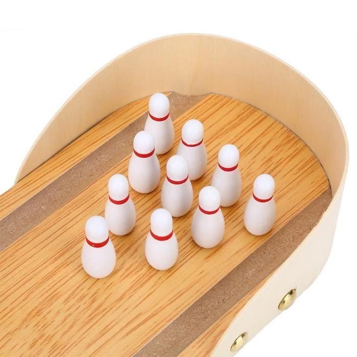 Jeu de société - Mini Jeu de Bowling en Bois - 295x100 mm - Pour enfants à partir de 3 ans - Intérieur