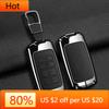 Interior Mouldings Zinc Alloy Leather Car Key Case Cover Fob Protect for Kia 4 Button Sorento K900 K7 Cadenza Accessories Keycha