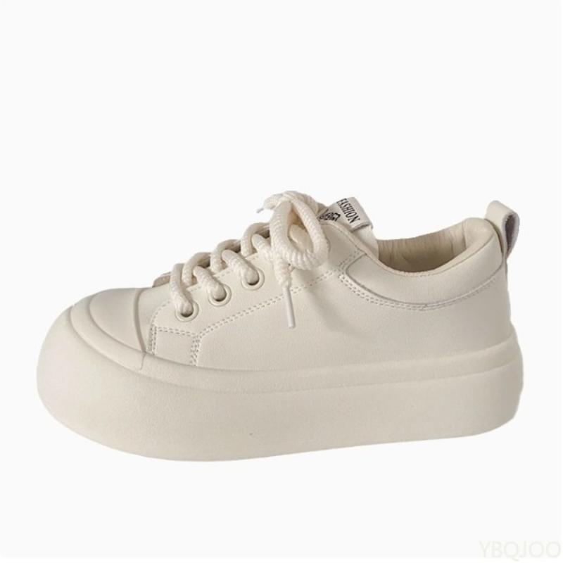 Модные белые туфли на толстой подошве с большой головой для женщин, весенний дизайн, универсальные, простые, удобные, студенческие повседневные туфли на доске с круглым носком