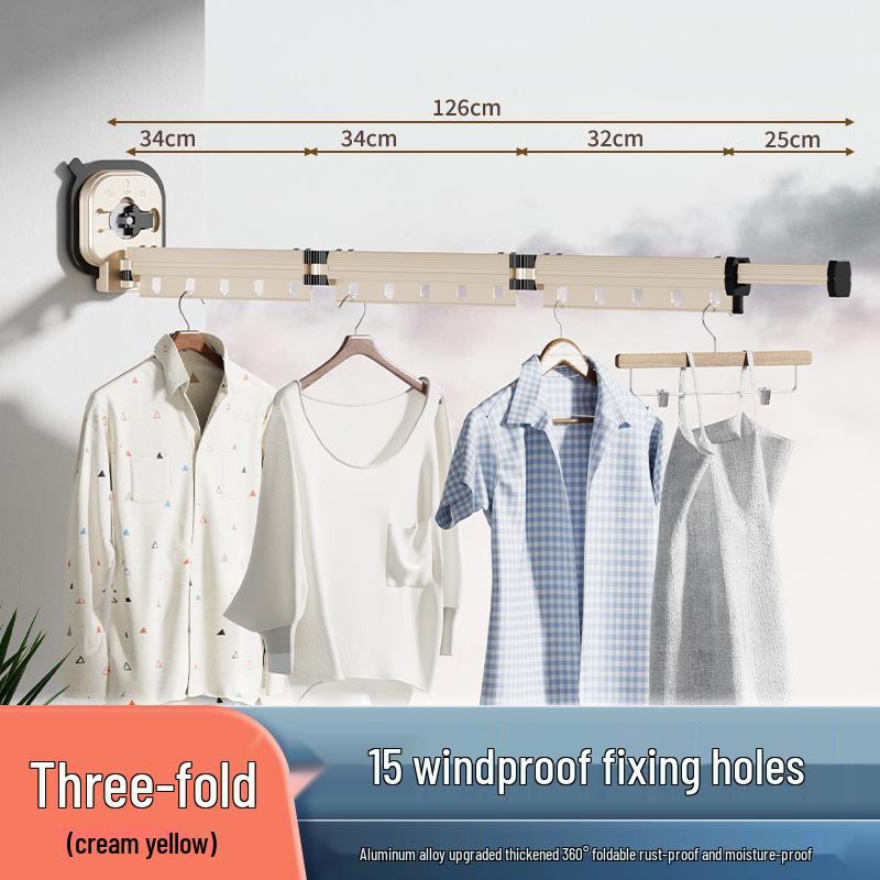 Punch-Free Suction Cup Folding Clothes Drying Rack with Retractable Rod – Invisible and Compact for Bathroom and Window Use