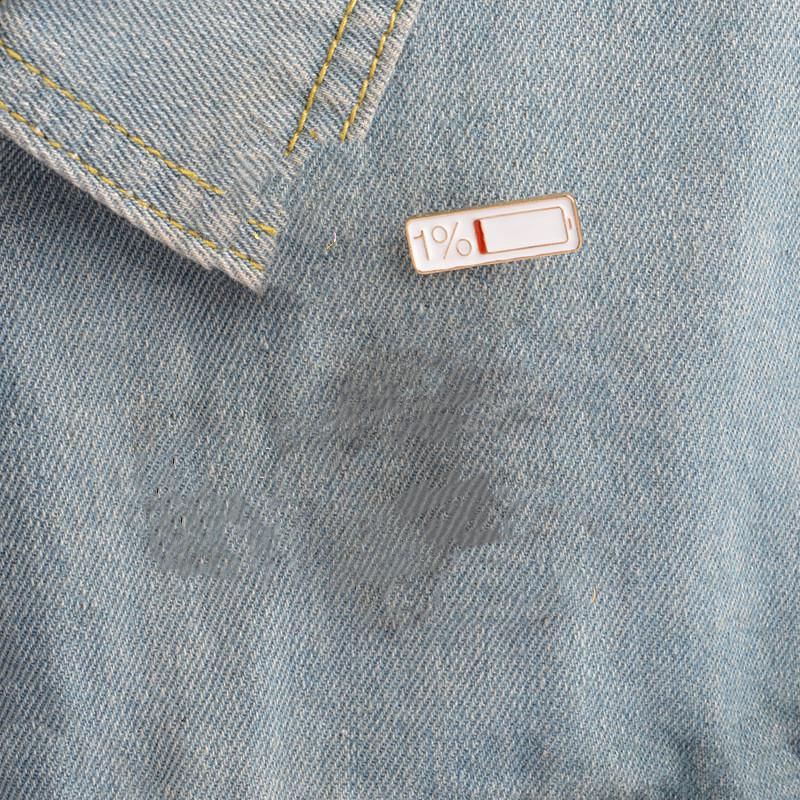 Rinhoo Enamel Pin 1% Electricity Battery Power Brooch Buckle Computer Keyboard Low Battery Bag Clothes Lapel Badge Jewelry Gifts