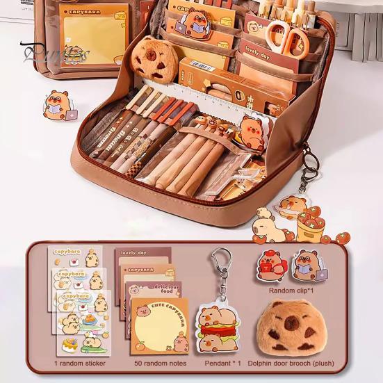 Пенал с несколькими отделениями, большим отверстием, застежкой-молнией, системой хранения, канцелярской сумкой, школьными принадлежностями