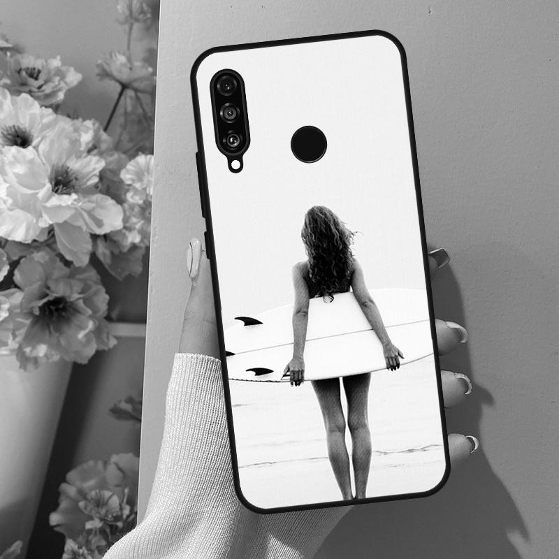 Летний коллаж 'Серф Пляжный Синий' Для Huawei Nova 12i 8i 11i 12s 9 10 SE Y60 Y70 Y90 Y72 Y73 Y61 Y91 P60 Pro P30 P40 Lite Чехол