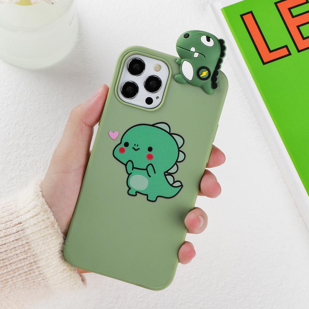 For Samsung Galaxy S10e S20 S21 FE S22 Ultra S8 S9 S10 Plus Note 8 9 10 Lite 20 M31 M32 M52 3D Cartoon Dinosaur Couple Soft Case