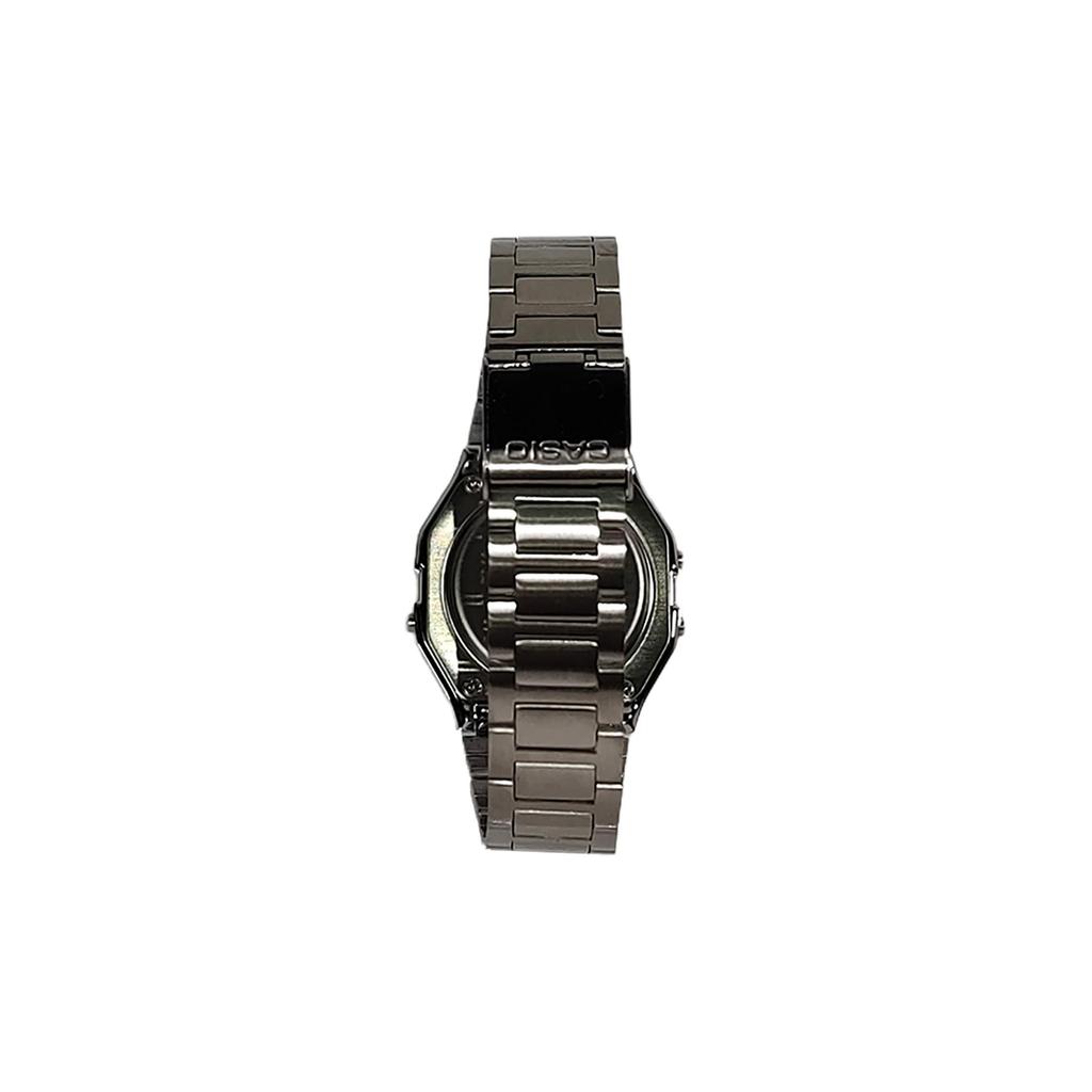 Casio Часы с кварцевым механизмом и стальным ремешком, унисекс, черный циферблат, A158WA-1(Часы1100--)