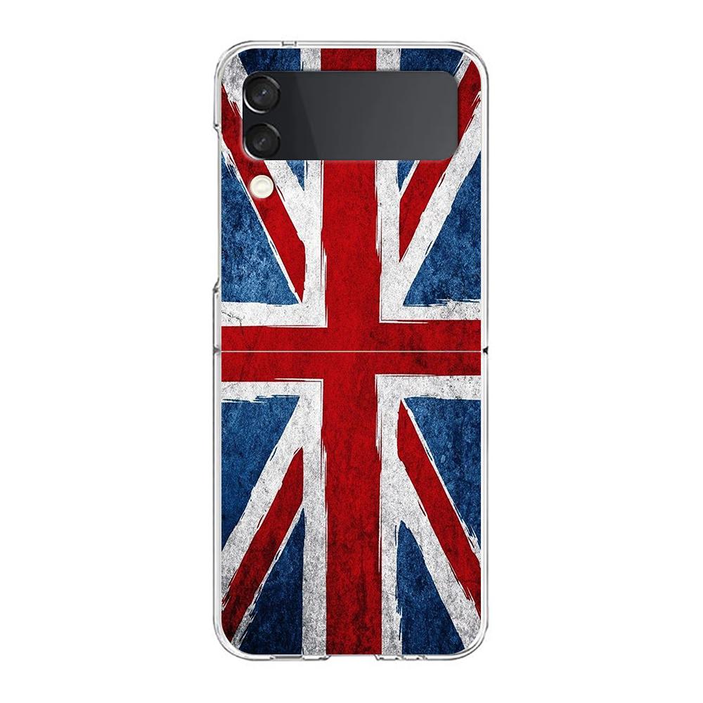 Чехол для телефона для Samsung Galaxy Z Flip 3 4 5 fold Высокопрочная поликарбонатная оболочка для Galaxy Z Flip 3 5 Прозрачная крышка флаги Англии и Великобритании