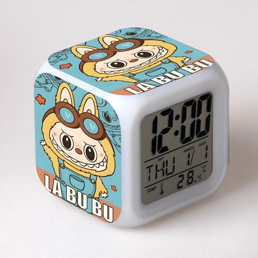 Factory price supply cartoon rabub colorful alarm clock surrounding labubu student small gifts