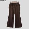 INCERUN Мужские повседневные длинные спортивные брюки с drawstring, эластичным поясом, капюшоном, расклешенные брюки