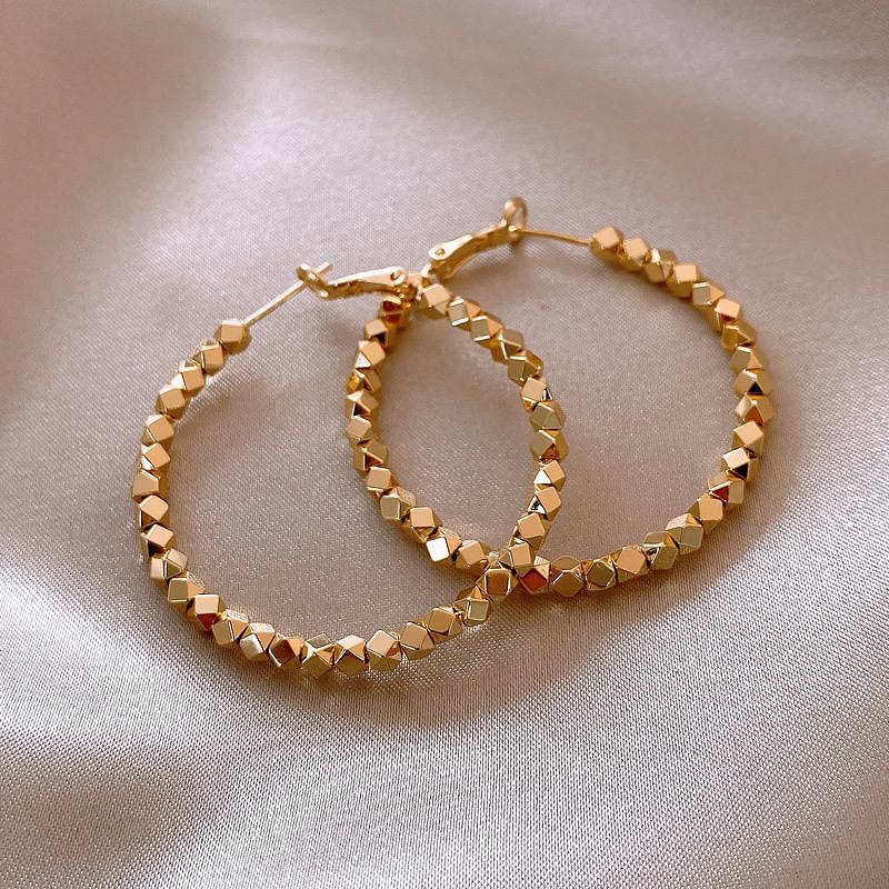 Gold broken silver circle light luxury high-end stud earrings