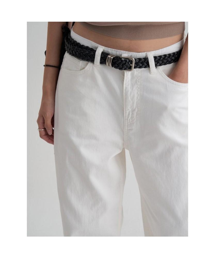 8SECONDS Semi-Wide Linen Denim White