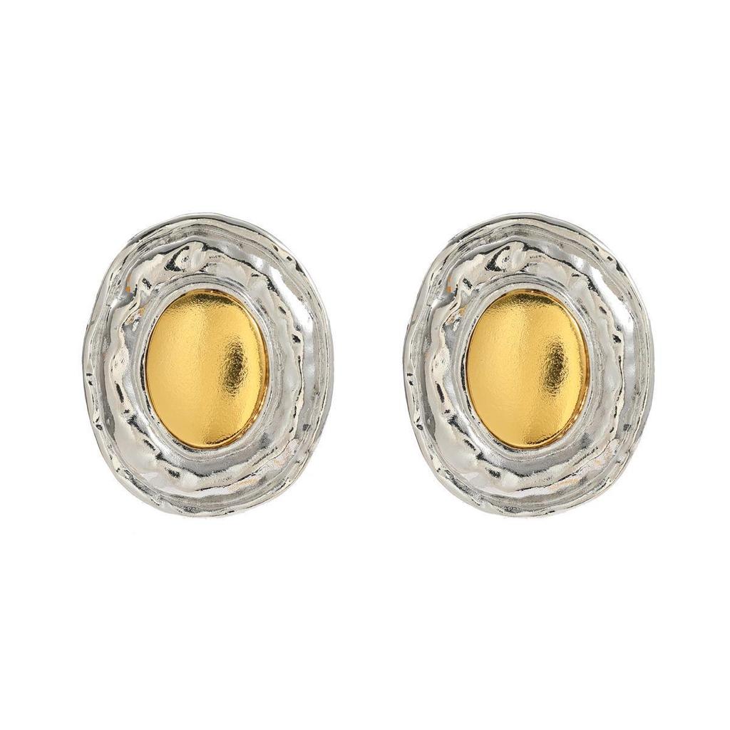 Summer Alloy Round Earrings - European & American Style, Gold & Silver Color, Exaggerated Design for Women