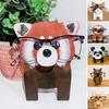 Wooden Animal Eyeglass Holder Hand-Carved Tabletop Glasses Holder Animal Eyeglass Organizer for Home Office School Desk