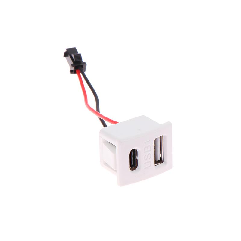 1 шт. Двухслойная Бело-черная USB-розетка Type-c, USB-розетка для лампы, Розетка питания 2P С кабельным разъемом