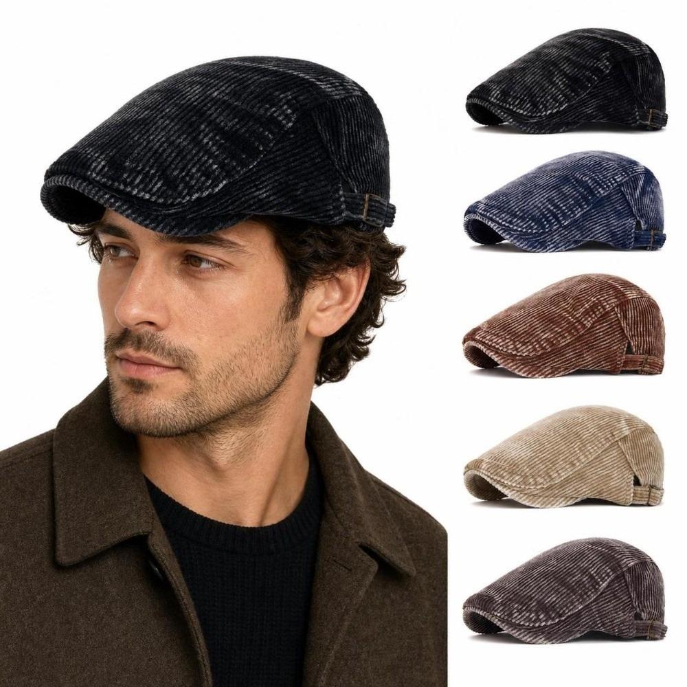 Adjustable Corduroy Flat Cap British Style Driving Cap Vintage Gatsby Beret Cap Driving Use