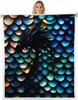 GUOYU Blanket Dragon Fleece Throw Blanket Japanese Ukiyoe Theme Sherpa Blanket Queen for Bed Sofa Couch Girls Japanese Style Plush Blanket