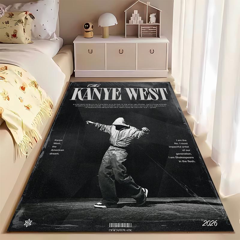 Area Rug, Hip Hop Rapper Music Art Print, Man Cave Decor, Non-Slip Mat