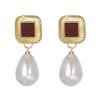 Винтажные серьги-подвески из винно-красного жемчуга для женщин, ювелирные изделия, трендовые новые женские серьги в гонконгском стиле, подарок