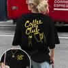 Plus Size Summer Womens Retro Coffee Print TShirt Cotton Breathable Stylish Versatile Street Style Oversized