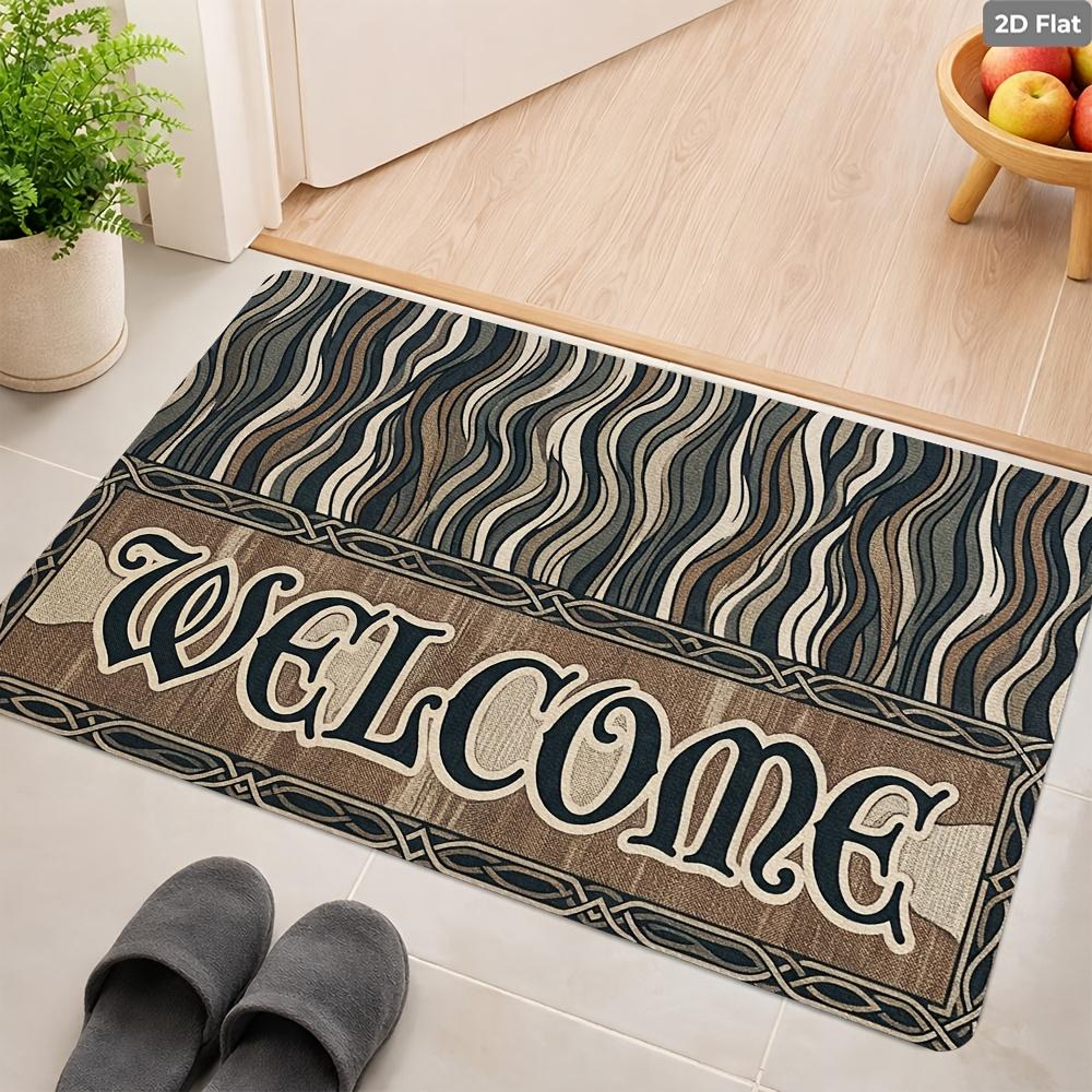 Modern Minimalist Flower Design Washable Rug Non Slip Door Mat For Front Door Porch And Hallway Use