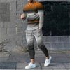 Мужской спортивный костюм, 3D-принт, лоскутная футболка с длинным рукавом, брюки, комплект из 2 предметов, уличный повседневный спортивный костюм, мужские свободные топы