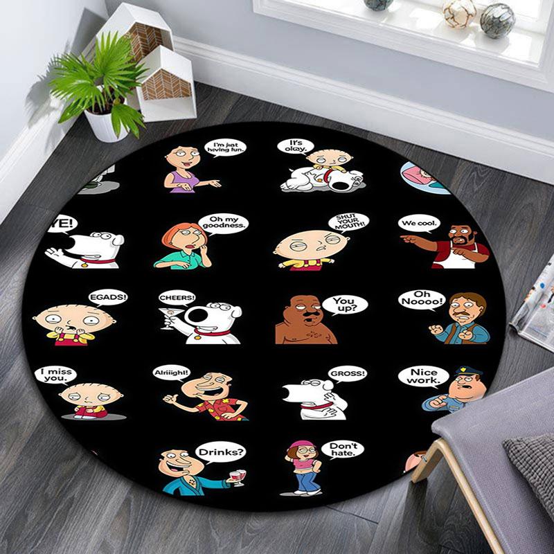 Family Guy Cartoon pattern round rug,Carpet Rug for Living Room Bedroom Playroom ,Non-slip Floor Mat,Holiday Gifts and Birthday Gifts.