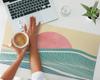 Protective Mat for the Tabletop for the Office, Company, Workplace, Waves and Sunset, 90x45 cm