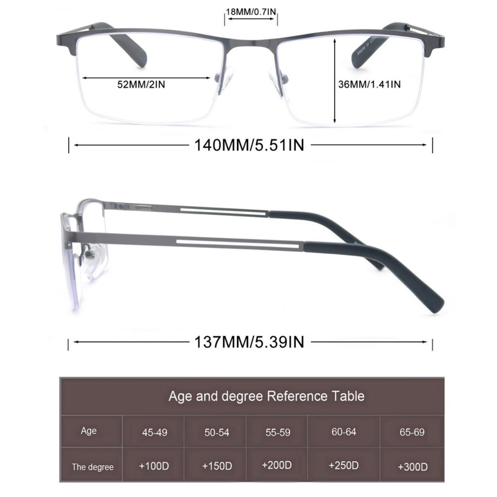 Очки для чтения с синим светом Мужские Компьютерные Очки Антибликовые Металлическая оправа с пружинным шарниром Защита UV400 Снятие напряжения глаз