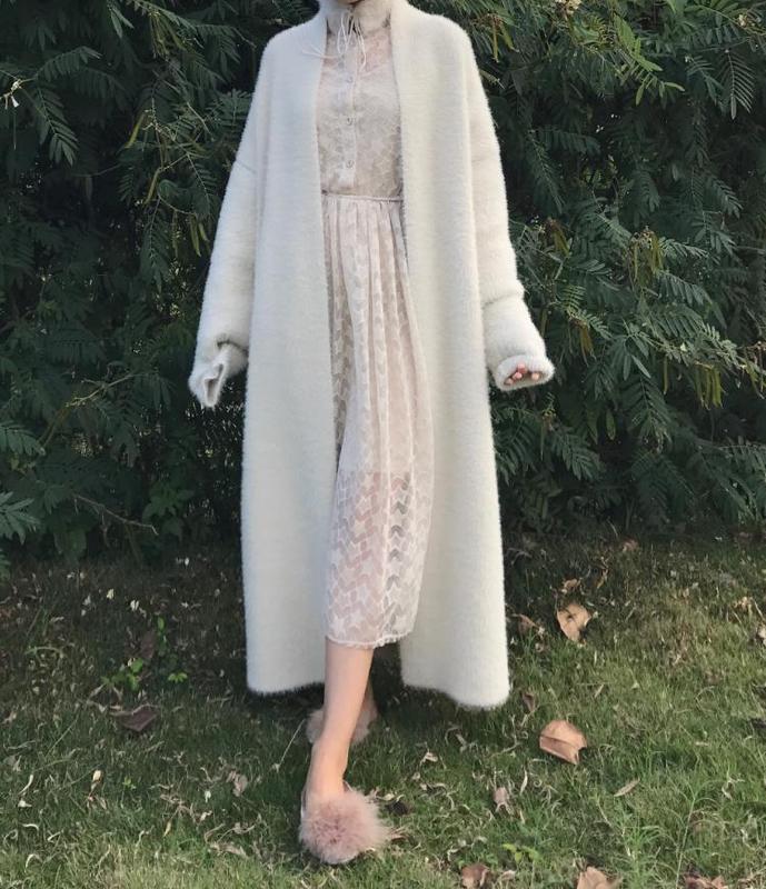 Женский кардиган свободного кроя в корейском стиле: Осень/Зима Средней длины