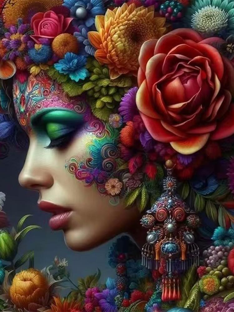 Diy 5d Алмазная картина Цветочная фея Полная мозаика Вышивка Красивая женщина Стразы Картина Дама Ювелирные изделия Наборы для вышивки крестом