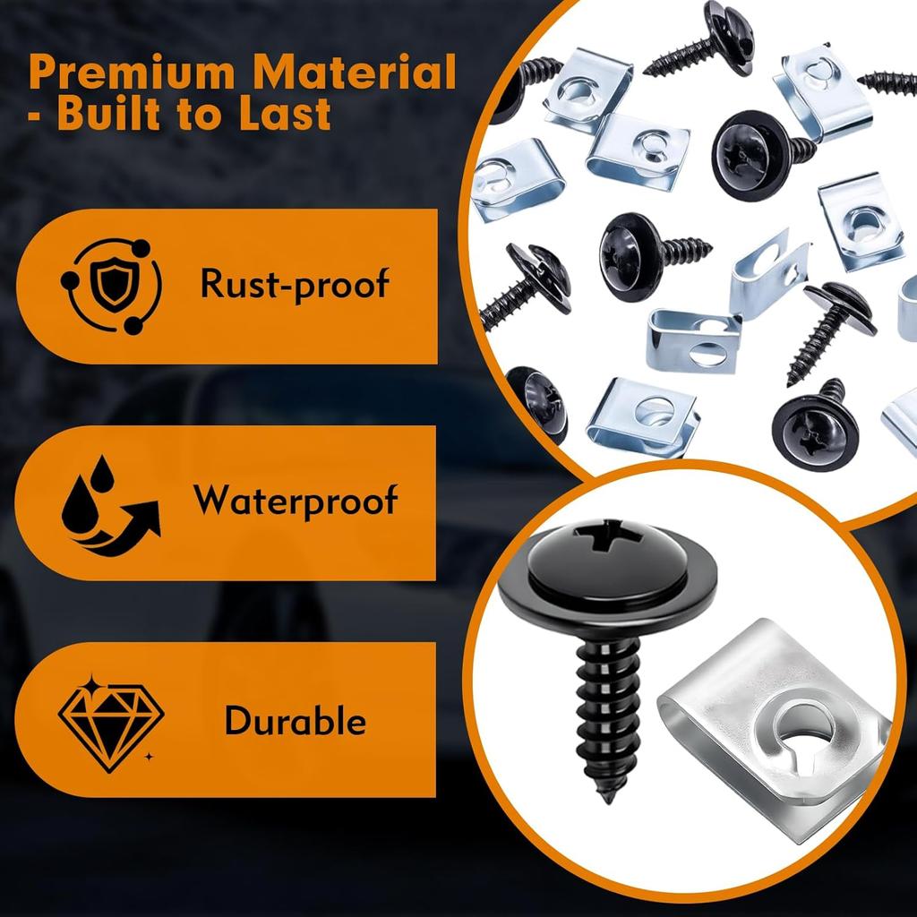 20PCS Fender Liner Screws, 10PCS U-Nuts Kit For Honda, Acura Vehicles, OEM 90114-SE0-000, 90308-SB2-013 Replacement, Car Accessories Splash Shield