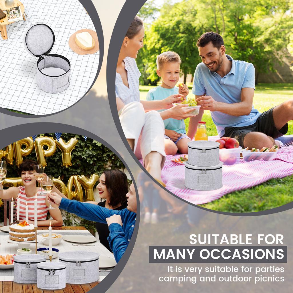 3 шт. Штабелируемые чехлы для хранения посуды с 36 круглыми разделителями, толстый войлок, контейнеры для хранения фарфора для хранения и транспортировки столовой посуды