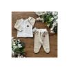 Organic Cotton Combed Baby Basic Pajama Set With Snap Fasteners, Top And Bottom Booties, Striped