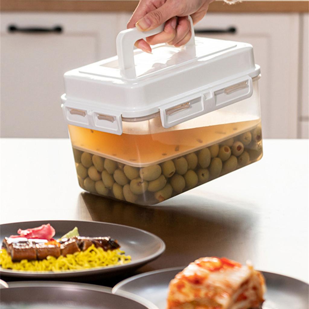 Plastic Pickle Jar with Handle and Lid Kimchi Press Fermentation Storage Container Airtight Organizers for Sauerkraut