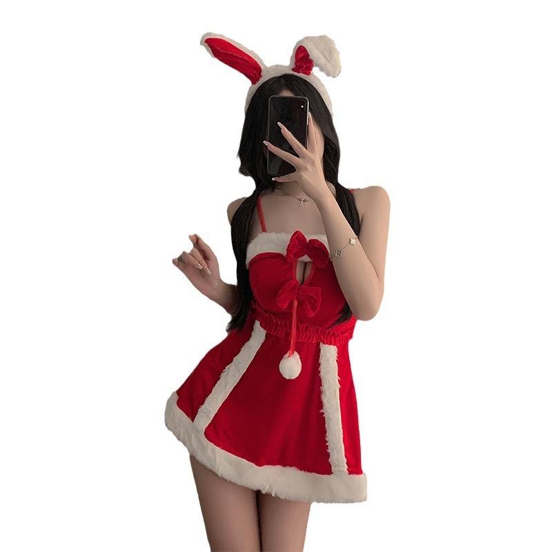 Christmas cos uniform sexy lingerie velvet female cosplay dating robe suit