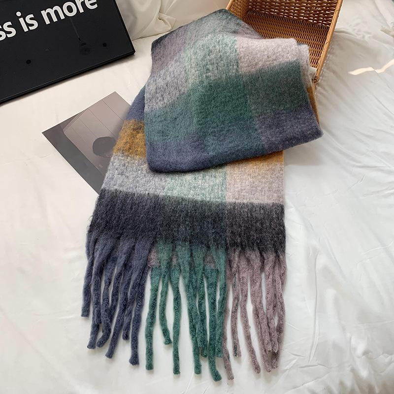 Knitted Scarf Thickened Warm Scarf Women's Winter High-end Warm Scarf Scarf Shawl