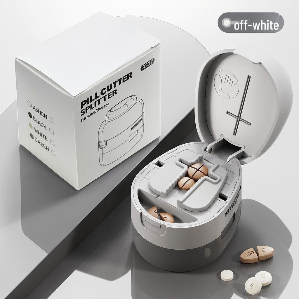 Portable Multi-functional Pill Cutter & Dispenser: 4-in-1 Medicine Storage and Splitter Tool