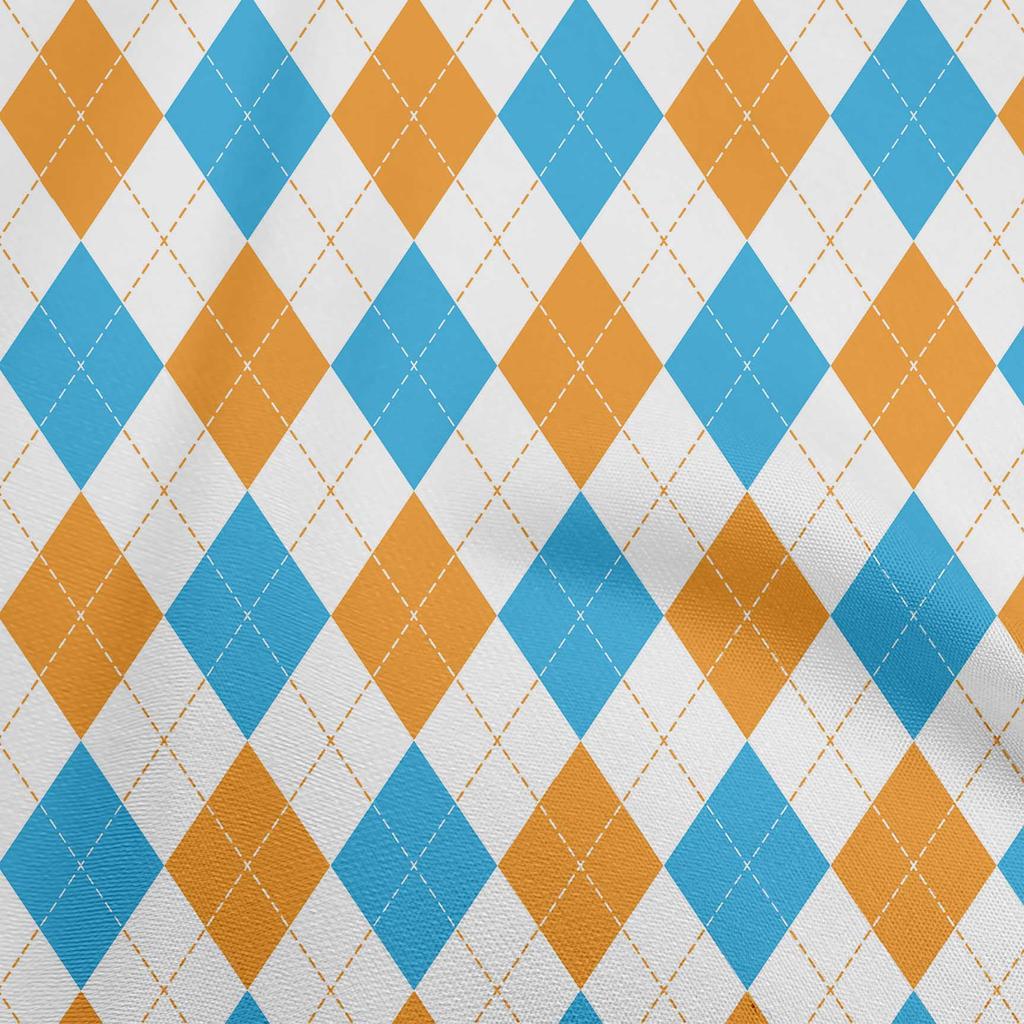 oneOone Cotton Flex Lime & Blue Fabric Check Argyle Dress Material Fabric Print Fabric By The Yard 40 Inch