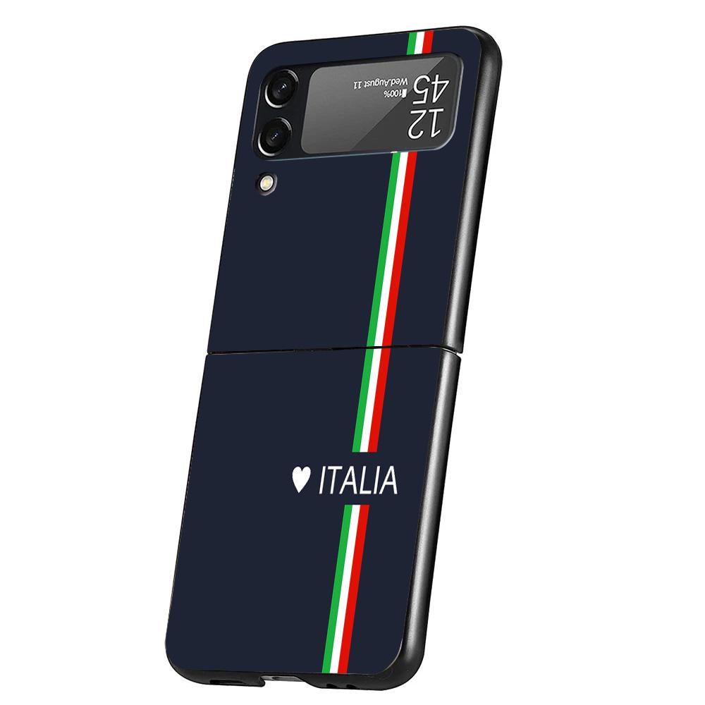 Italy Flag Cover Phone Case For Samsung Galaxy Z Flip 7 6 5 4 3 5G Flip7 Flip6 Flip5 Flip4 Flip3 Black Fundas Shell Galaxy Z Fli