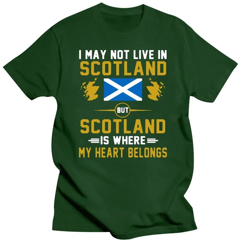 Футболка Funny Scotland My Heart Belongs с графическим принтом из хлопка в уличном стиле с коротким рукавом, подарки на день рождения, летняя футболка в мужском стиле