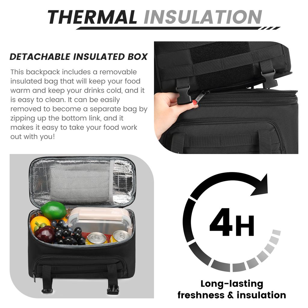 Портативная термосумка для ланча, съемный рюкзак, высоко вместительная сумка-холодильник, изолированная сумка для пикника, подходит для ноутбука 15.6 дюйма, рюкзак для путешествий на открытом воздухе