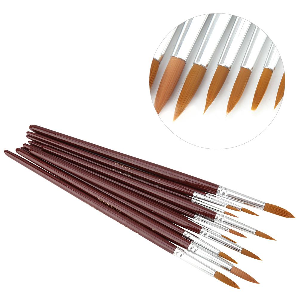 12Pcs Set Watercolor Paint Brush Nylon Hair Art Painting Brush Drawing Supplies(Round Tip)