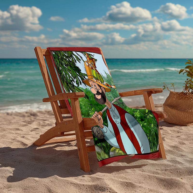 Ultra-Soft Beach Towel with Pettson and Findus Theme,Ideal for Pool - Camping, Diving - Perfect Travel Essential, Vibrant Beach Towel.