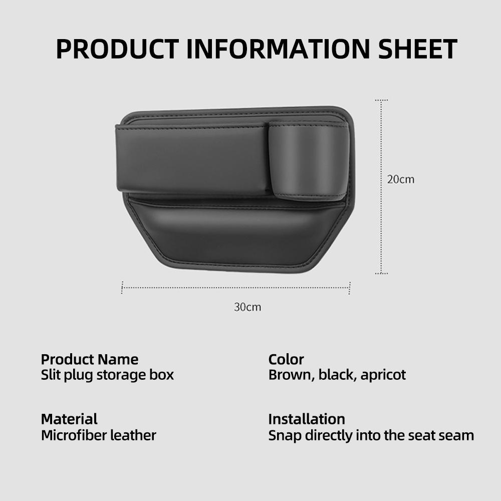 Ящик для хранения в щелях автомобильного сиденья, сумка-держатель для стакана с водой, кожаный универсальный органайзер для заполнения щелей переднего водительского сиденья автомобиля в автомобиле