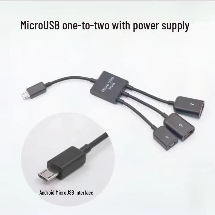USB OTG Хаб-Док-станция: Разветвитель «один на три» с блоком питания для мобильных телефонов и планшетов.