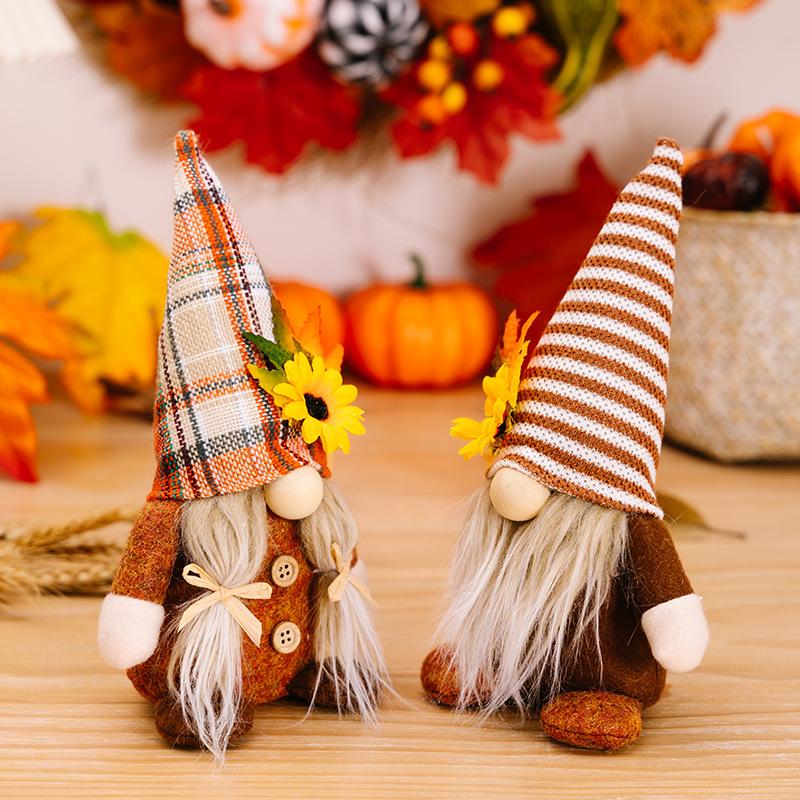 1 Piece of Thanksgiving Decoration Bedroom No Face Doll Goblin Harvest Festival Sunflower Maple Leaf Rudolf Dwarf Wall Decor