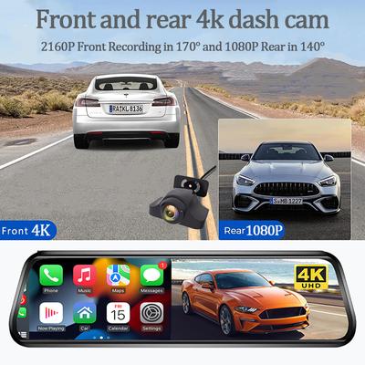 10-дюймовый 4K видеорегистратор для автомобилей Беспроводная Carplay Android Auto 2 объектива камера заднего вида Черный ящик Автомобильный видеорегистратор Видеорегистратор Автомобильный аксессуар