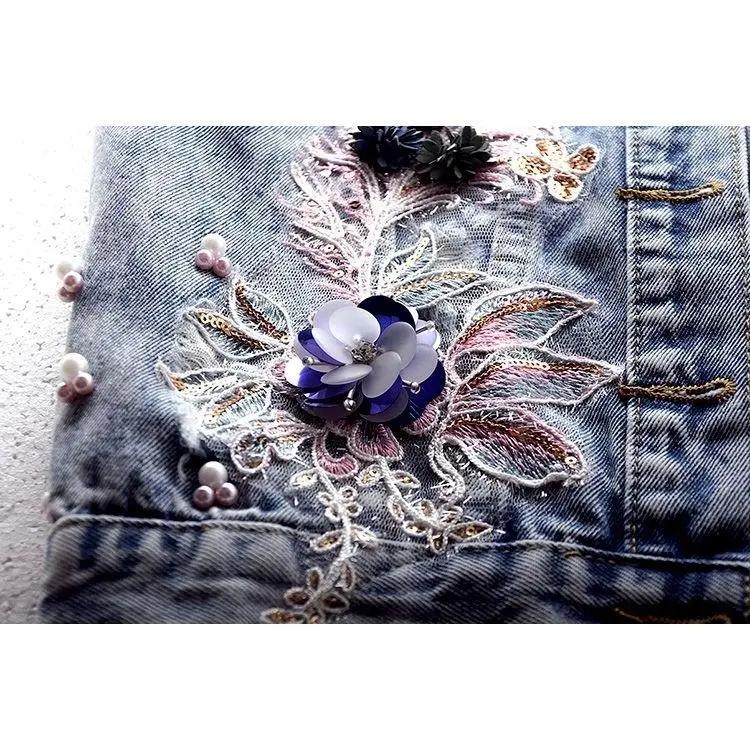 Female Spring and Autumn Short Sleeveless Denim Vest Loose Unique Doing Old Top