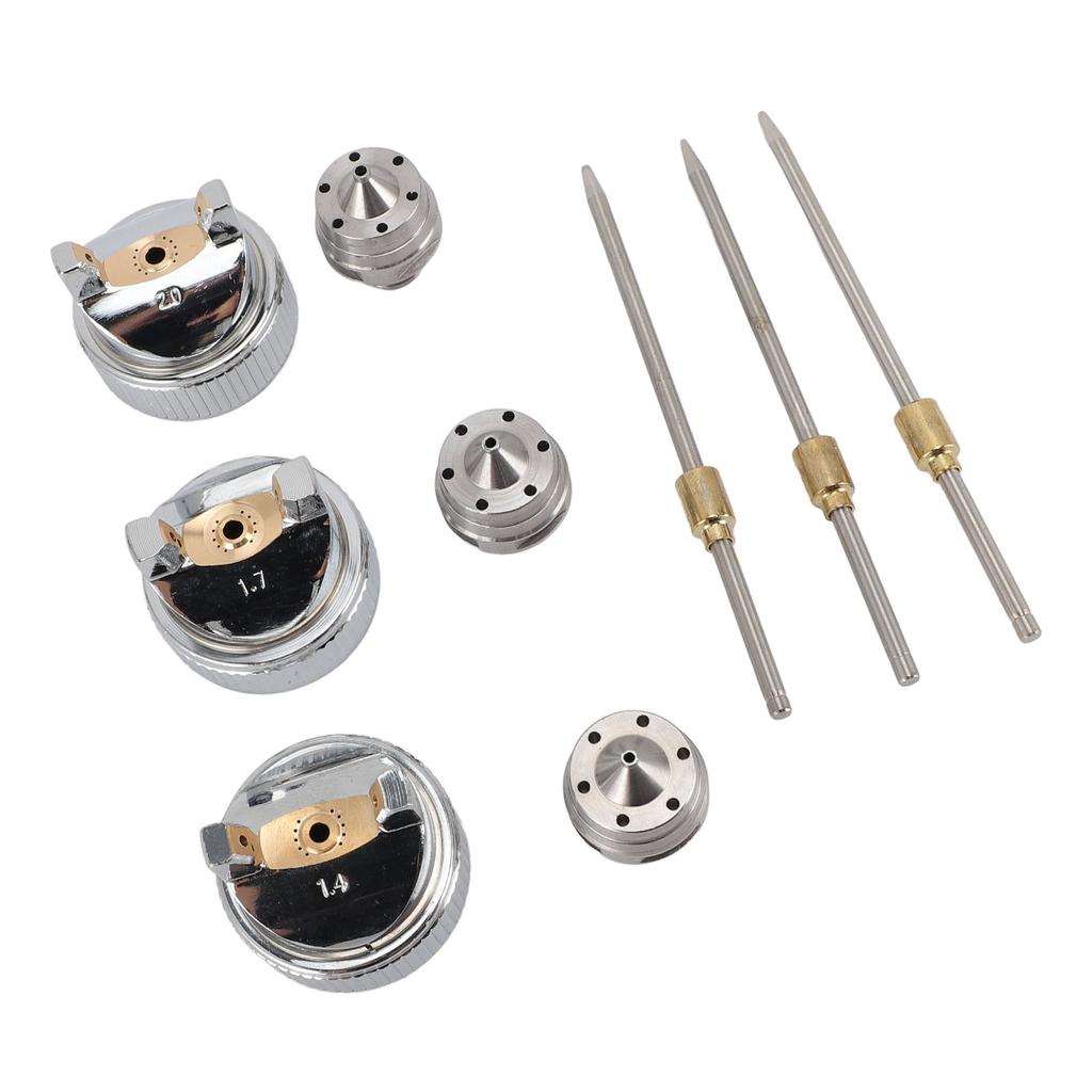 3 Sets Needle Fluid Nozzle Air Cap Kit H 827 1.4 1.7 2.0mm Stable Performance Brass Plastic Fluid Tip Size Set Up